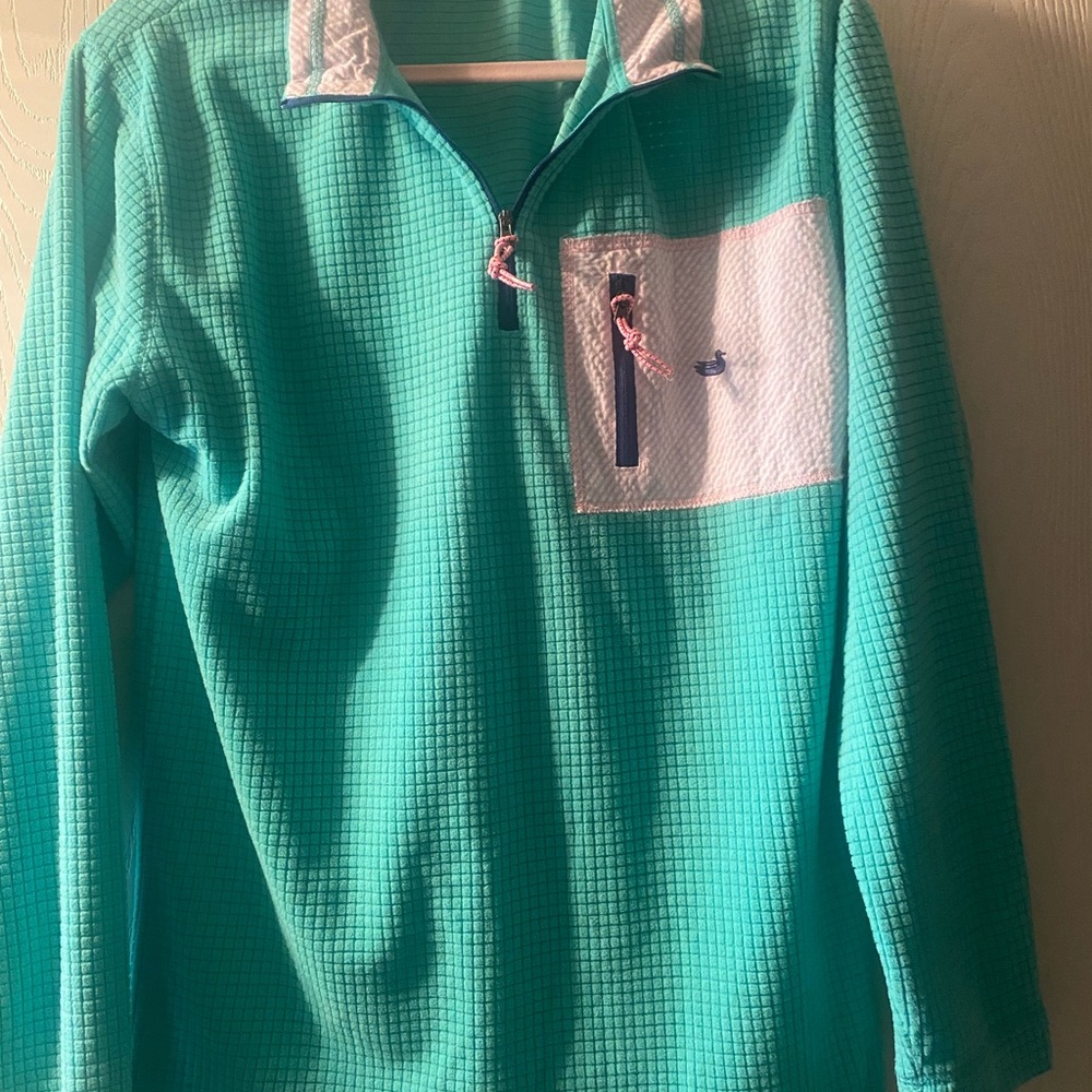 Southern Marsh Aqua Pullover with White Trim
